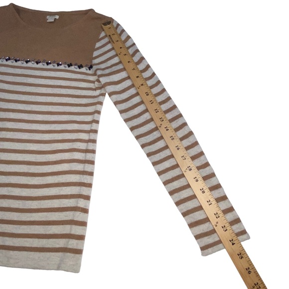J. CREW Merino Wool Blend Brown Jewels Striped Lightweight Sweater Women’s Small - Picture 6 of 12